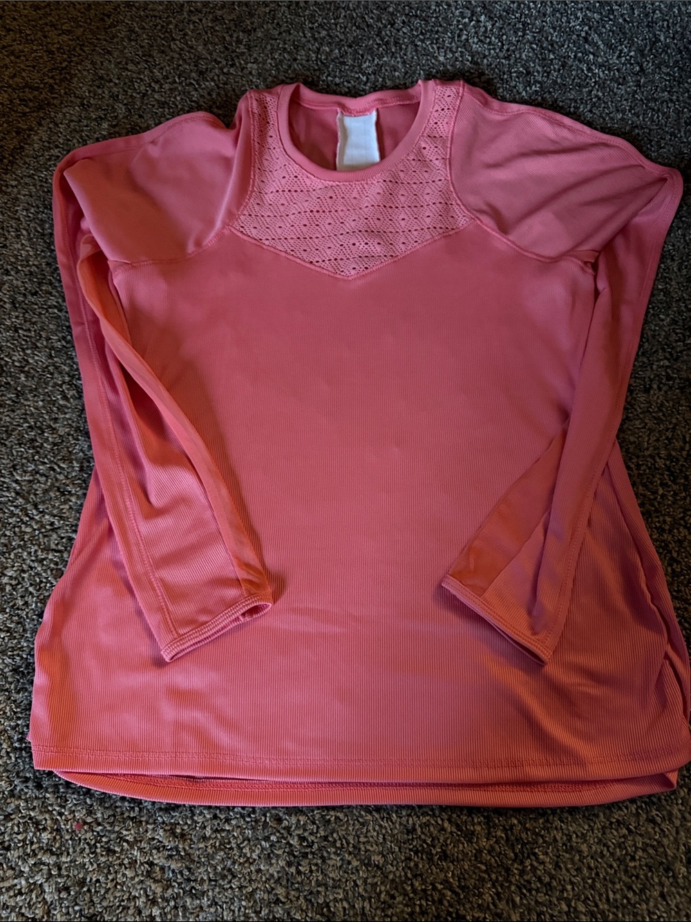 Lucky in Love Long-Sleeve Crochet Yoke Top - Rose Pink